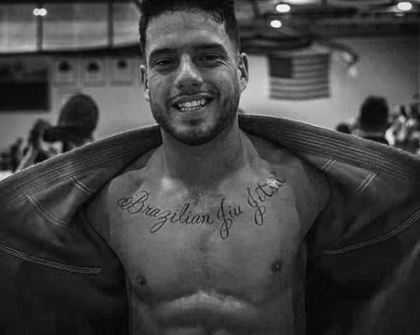 Mens Script Brazilian Jiu Jitsu Collarbone Tattoos