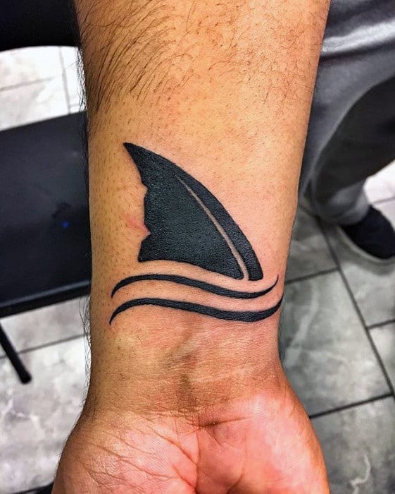 Mens Shark Fin Wrist Tattoo Designs