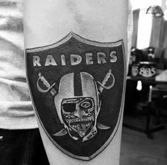 Mens Shield Oakland Raiders Outer Forearm Tattoos