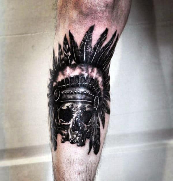 Mens Shine Indian Skull Tattoos