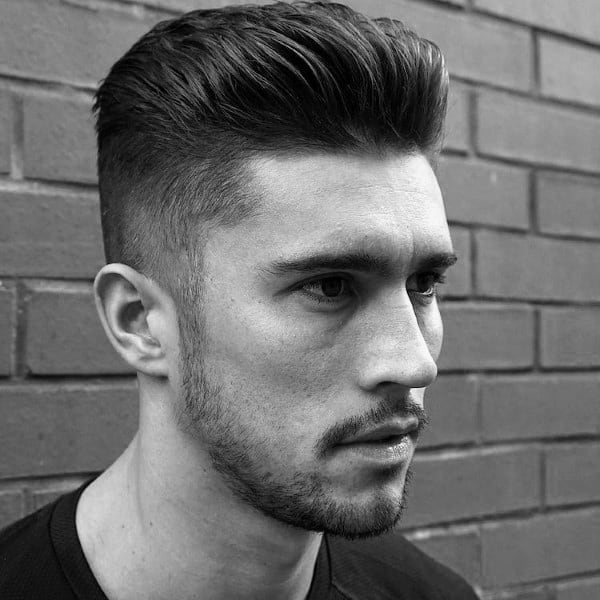 Mens Short Sides Blended Slick Back Hairstyle