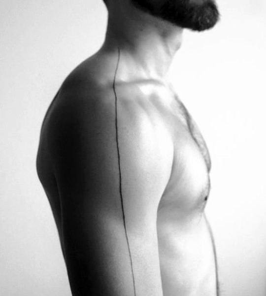 Mens Shoulder And Arm Black Line Tattoos