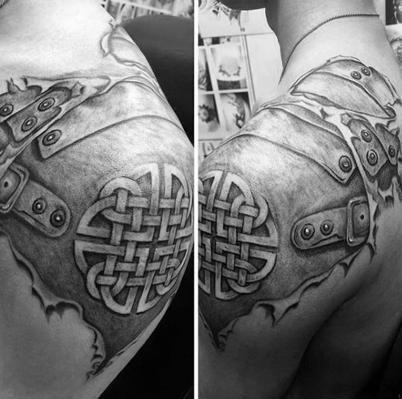 Mens Shoulder Armor Plate 3d Celtic Knot Tattoo Designs