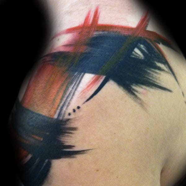 Mens Shoulder Brush Stroke Tattoos