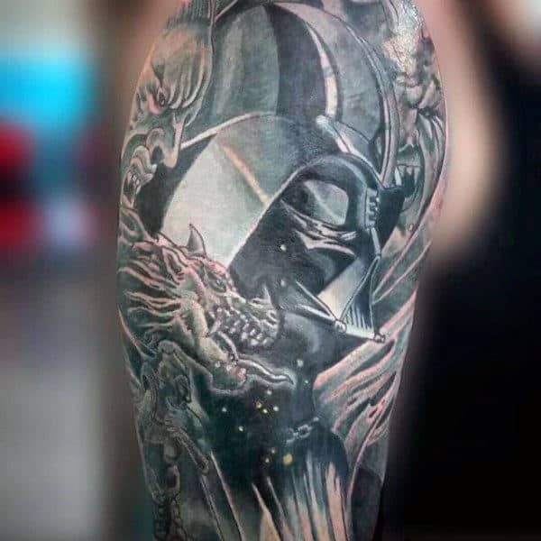 Mens Shoulder Darth Vader Tattoo