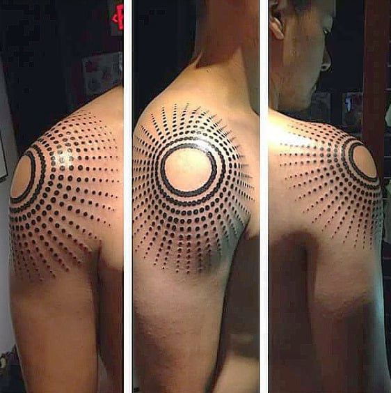 Mens Shoulder Sun Circle Tattoos