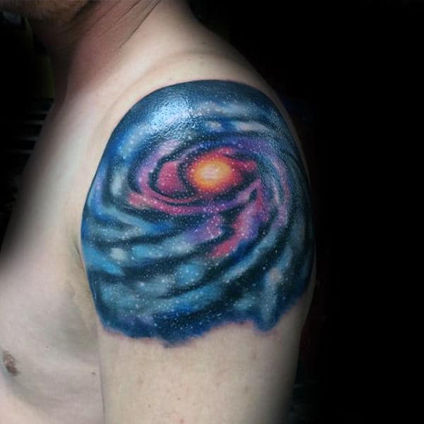 Mens Shoulders Astronomy Tattoo