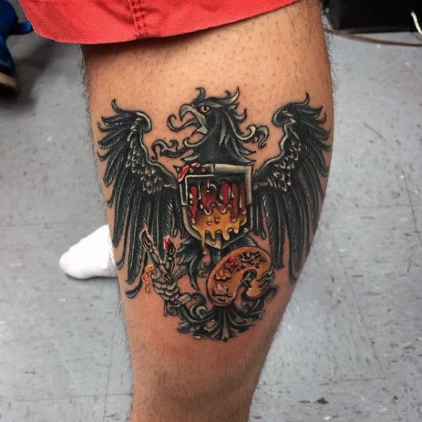 Mens Side Of Leg German Eagle Tattoo Design