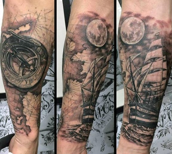 Men's Simple Compass Tattoo