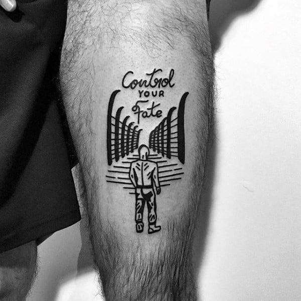 Mens Simple Leg Choose Your Fate Tattoo
