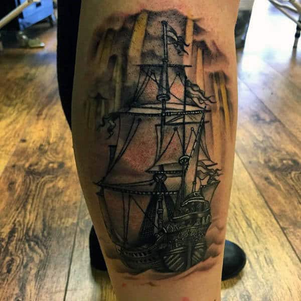 Mens Simple Sailboat Tattoo