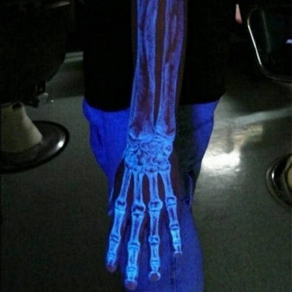 Mens Skeleton Glow In The Dark Bones Tattoo Under Black Light