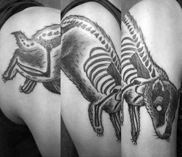 Mens Skeleton Honey Badger Arm Tattoos