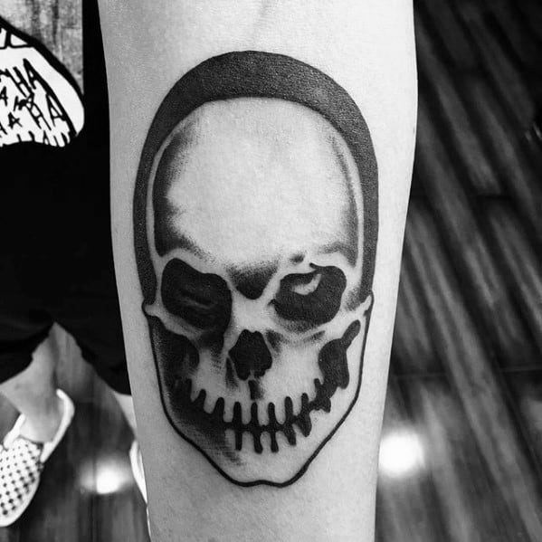 Mens Skull Forearm Tattoo Slipknot Design