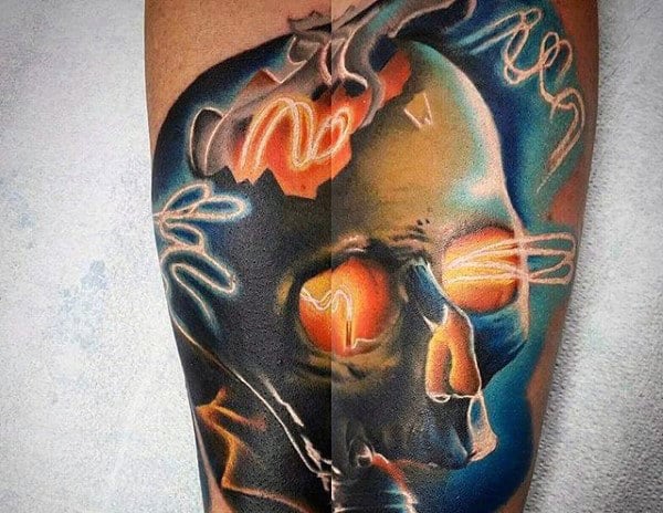 Mens Skull Light Bulbarm Tattoo