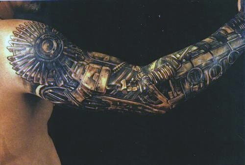 Mens Sleeve Elbow Steampunk Tattoo
