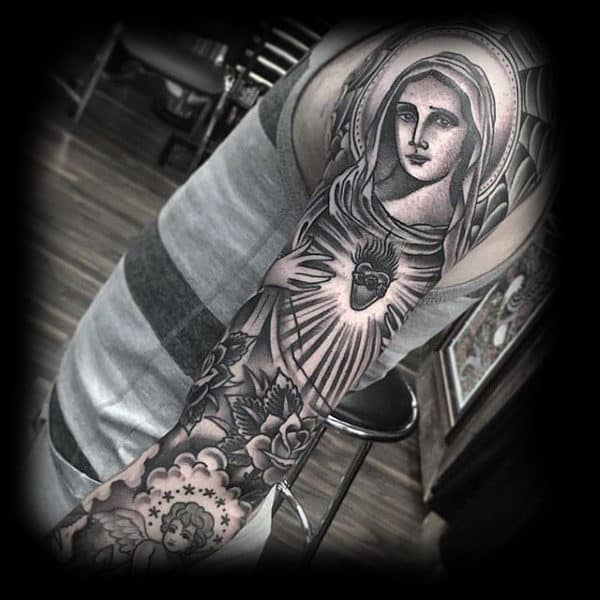 Mens Sleeve Fantastic Religious Tattoo