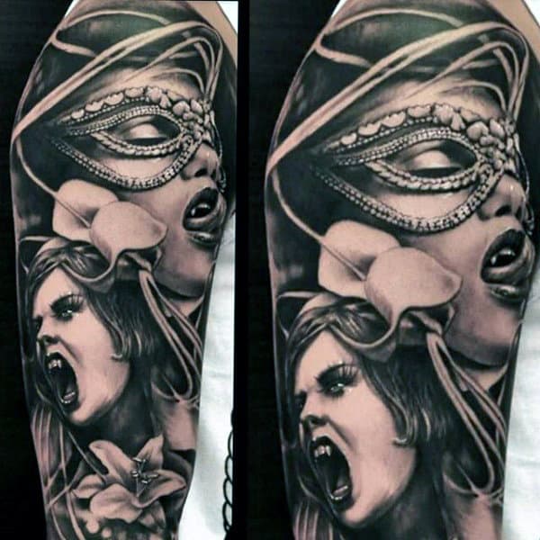 Mens Sleeve Vampire Tattoo Of Female