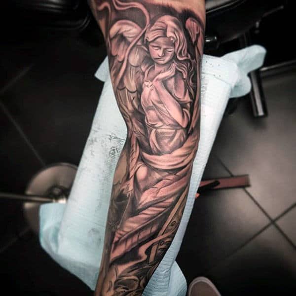 Mens Sleeves Brilliant Guardian Angel Tattoo