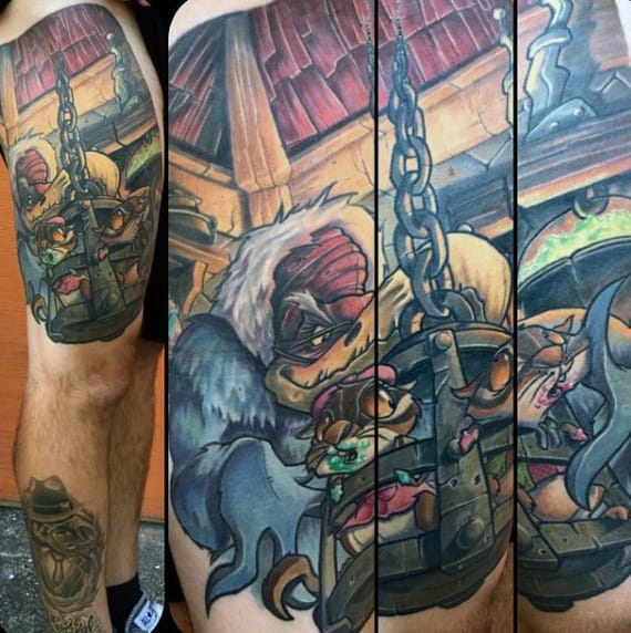 Mens Sleeves Chained Beast New School Tattoo