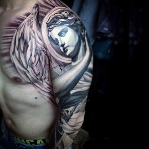 Mens Sleeves Guardian Angel Tattoo