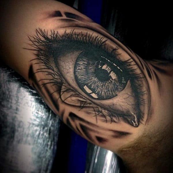 Mens Sleeves Realistic Black Eye With Good Details Tattoo