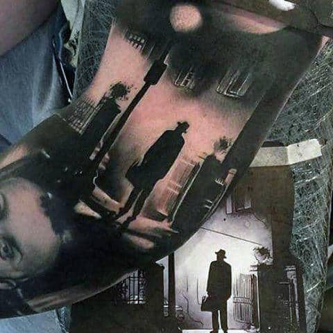 Mens Sleeves Realistic Man On A Lonely Night Tattoo