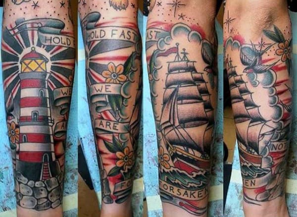 Mens Sleeves Splendid Sparrow Light House Tattoo