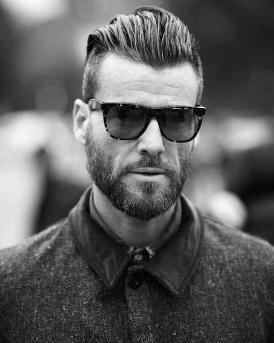 Mens Slicked Back Undercut Haircut With Beard
