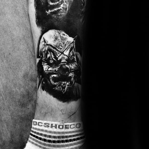 Mens Slipknot Lower Leg Tattoo Ideas