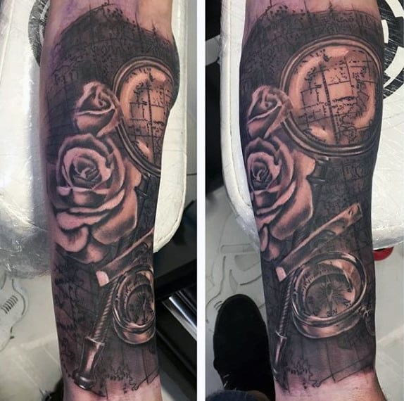 Men's Small Compass Tattoo