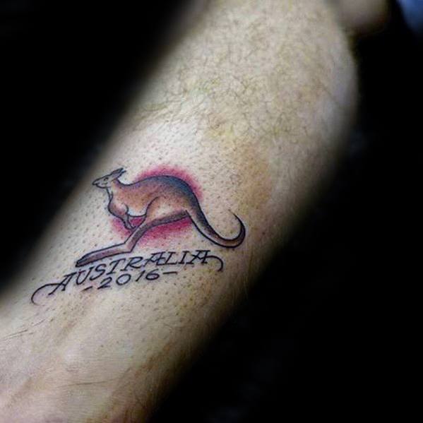 Mens Small Leg Side Australia Cool Kangaroo Tattoo Ideas