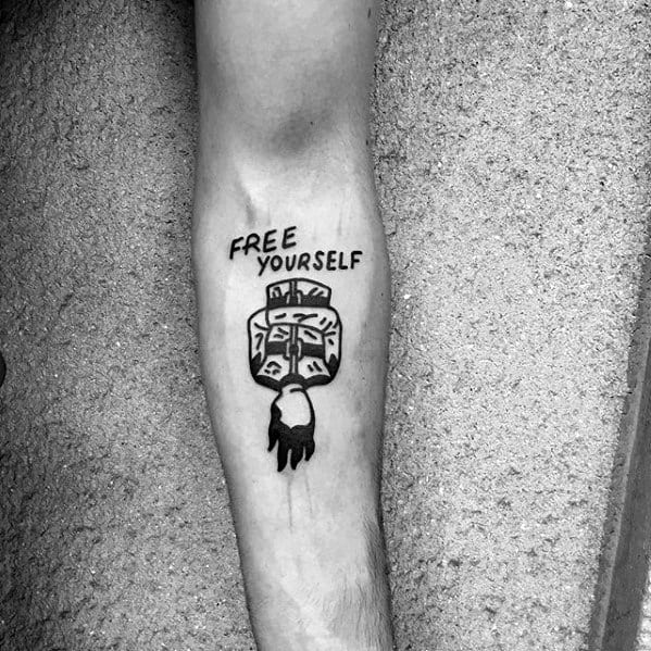 Mens Small Manly Free Yourself Inner Forearm Tattoo