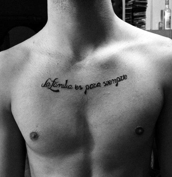 Mens Small Quote Upper Chest Tattoo Ideas