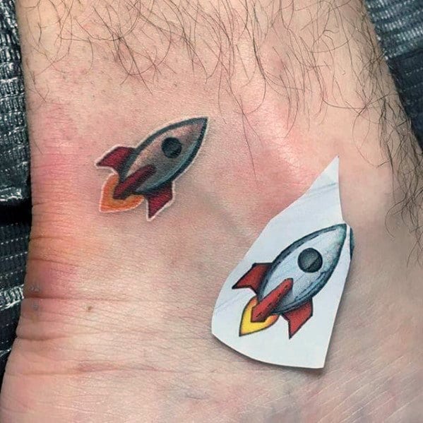 Mens Small Rocket Ship Ankle Tattoo Designs