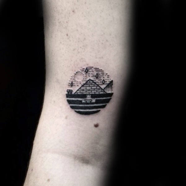 Mens Small Simple Circle Pyramid Tattoo