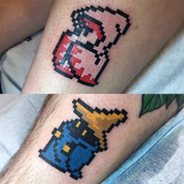 mens small simple final fantasy forearm tattoo