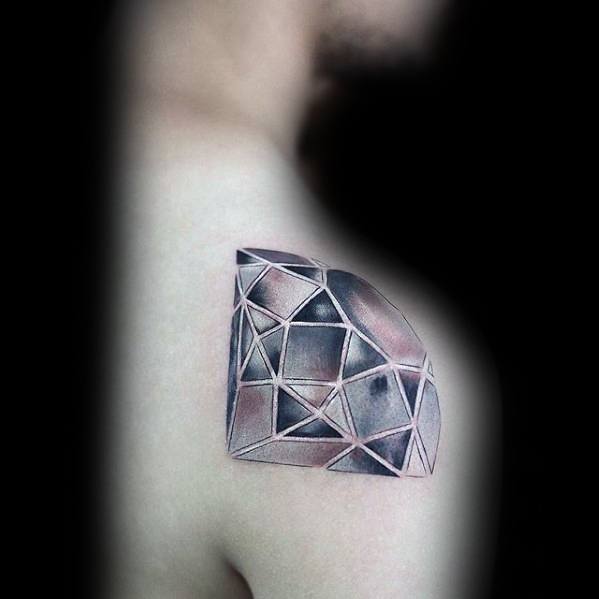 Mens Small Unique Shoulder Diamond 3d Tattoo Designs
