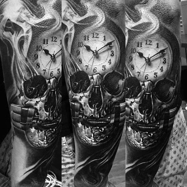 Men's Smoke Tattoos With Clock