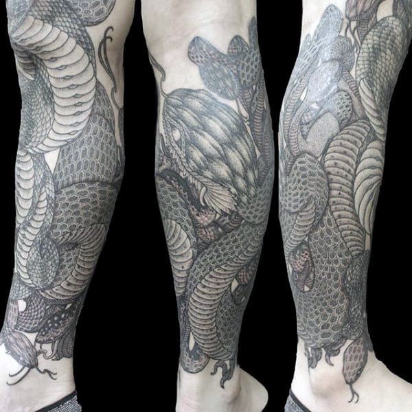 Mens Snake Shin Tattoo Ideas