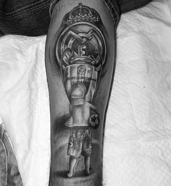 Mens Soccer Themed Leg Creative Real Madrid Tattoos For Men