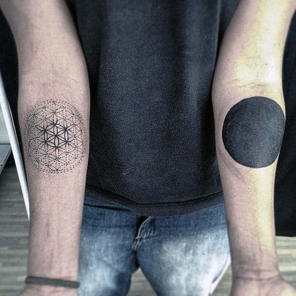 Mens Solid Black Ink Circle Tattoo