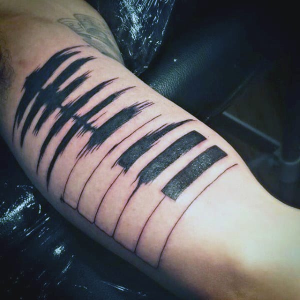 Mens Soundwave Piano Arm Bicep Tattoos