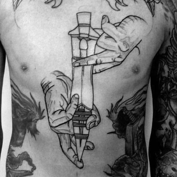 Mens Spear Chest Tattoo Design Inspiration