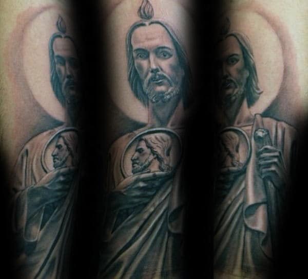 Mens Spiritual St Jude Forearm Tattoo