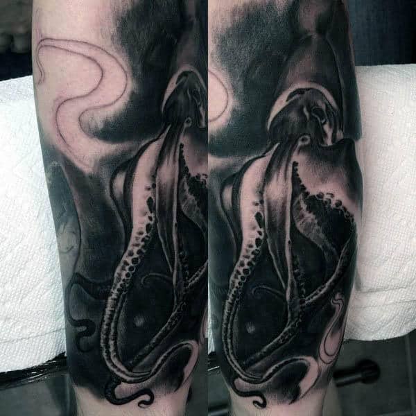 Mens Squid Ink Tattoo On Forearm