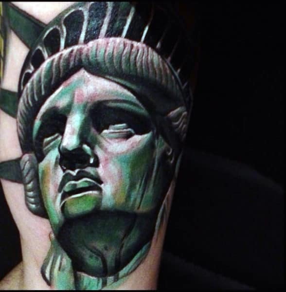 Mens Statue Of Liberty Tattoo Green Shading