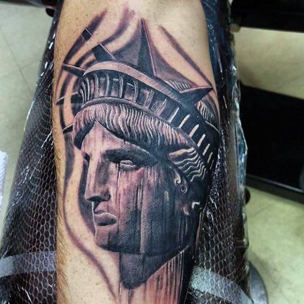 Mens Statue Of Liberty Tattoos Leg Calf