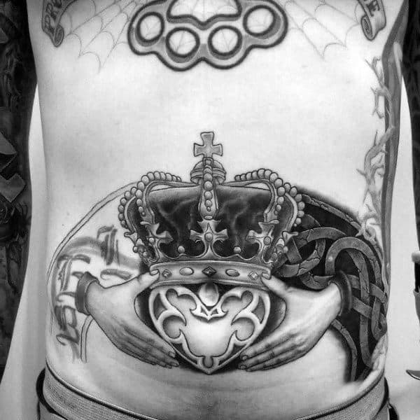 Mens Stomach Claddagh Tattoo Ideas