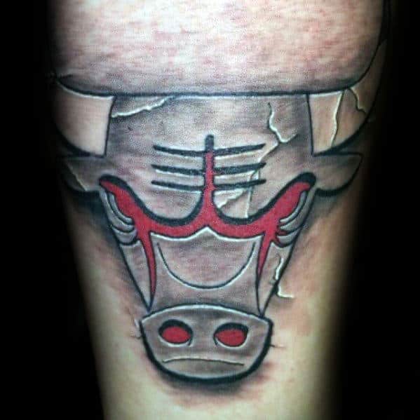 Mens Stone 3d Chicago Bulls Tattoo On Forearm